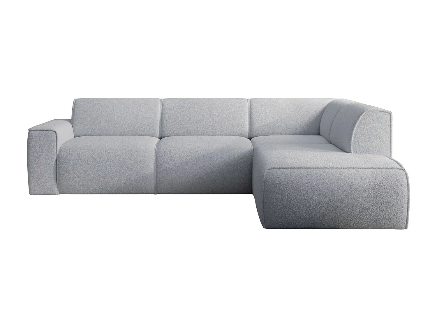 Hoekbank met rugleuning aan de ottomane – rechts – lichtgrijs – bouclé – BOUVI