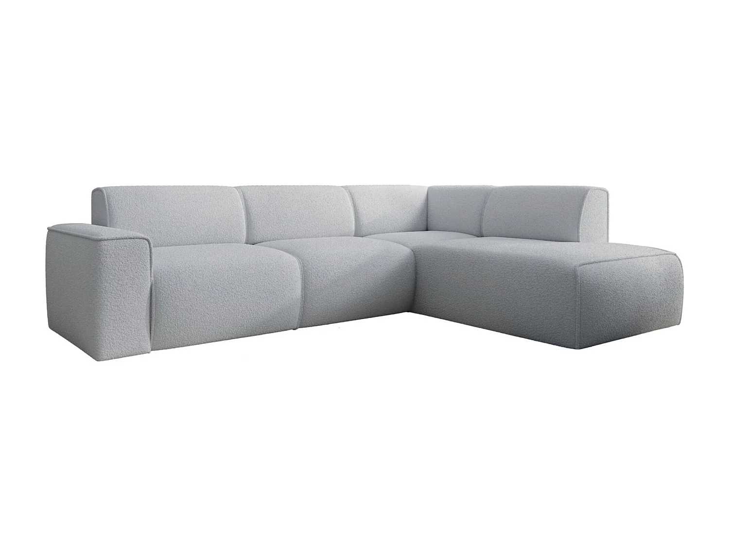 Hoekbank met rugleuning aan de ottomane – rechts – lichtgrijs – bouclé – BOUVI