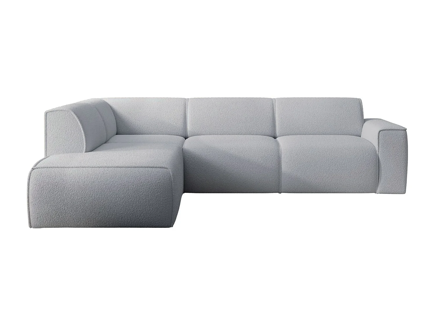 Hoekbank met rugleuning aan de ottomane – links – lichtgrijs – bouclé – BOUVI