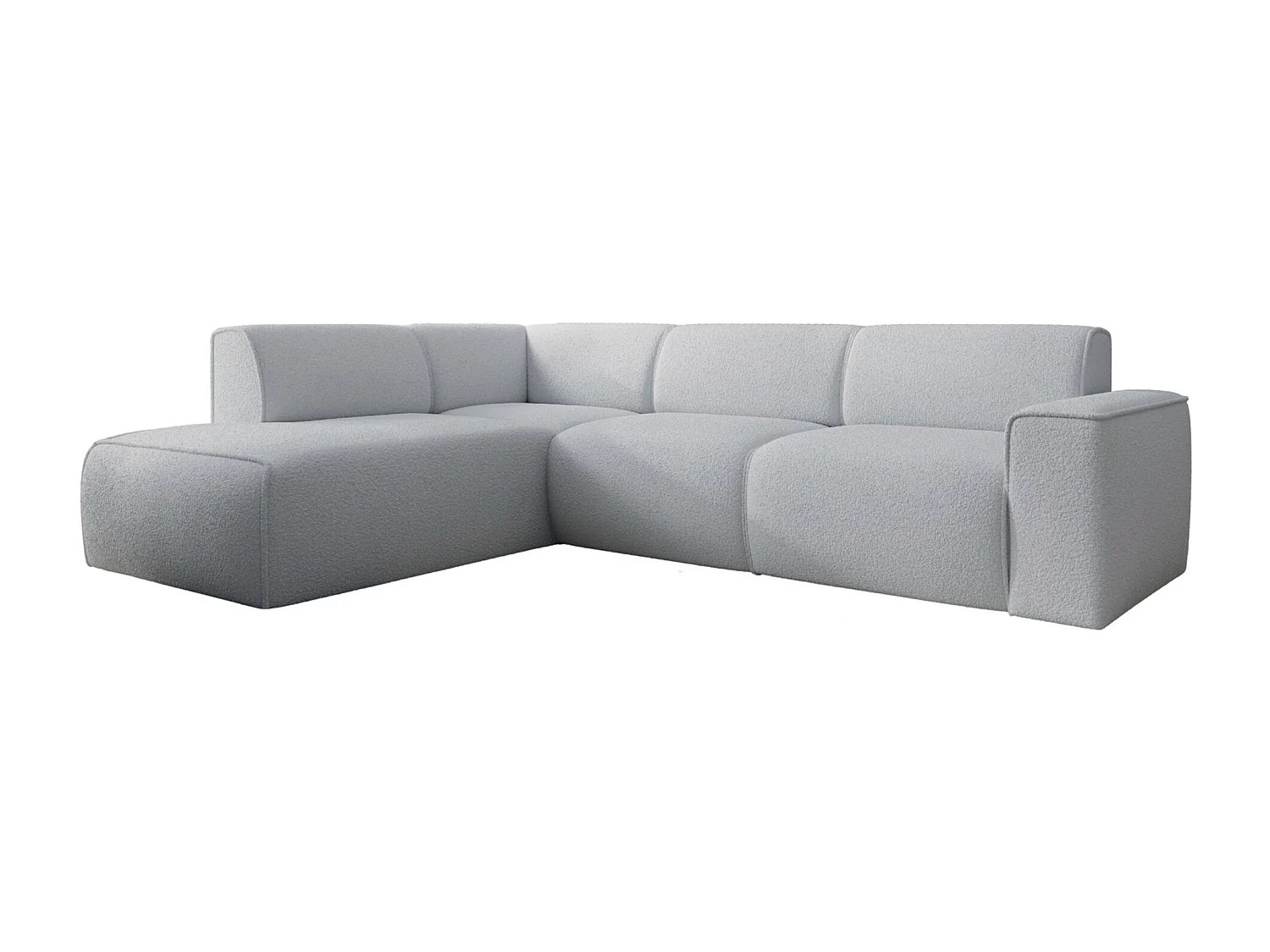 Hoekbank met rugleuning aan de ottomane – links – lichtgrijs – bouclé – BOUVI