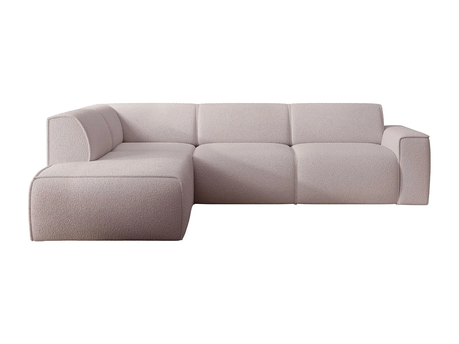 Hoekbank met rugleuning aan de ottomane – links – beige – bouclé – BOUVI