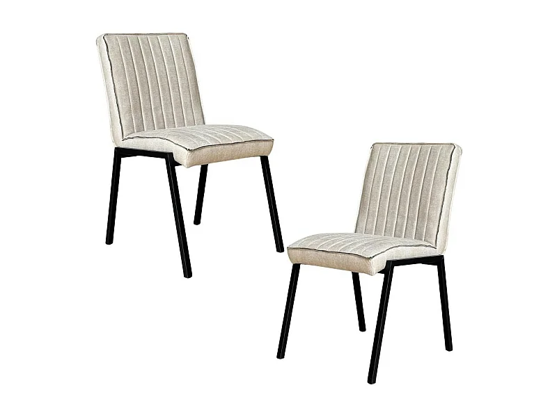 Chaise beige rembourrée à bandes (lot de 2) CORTINA