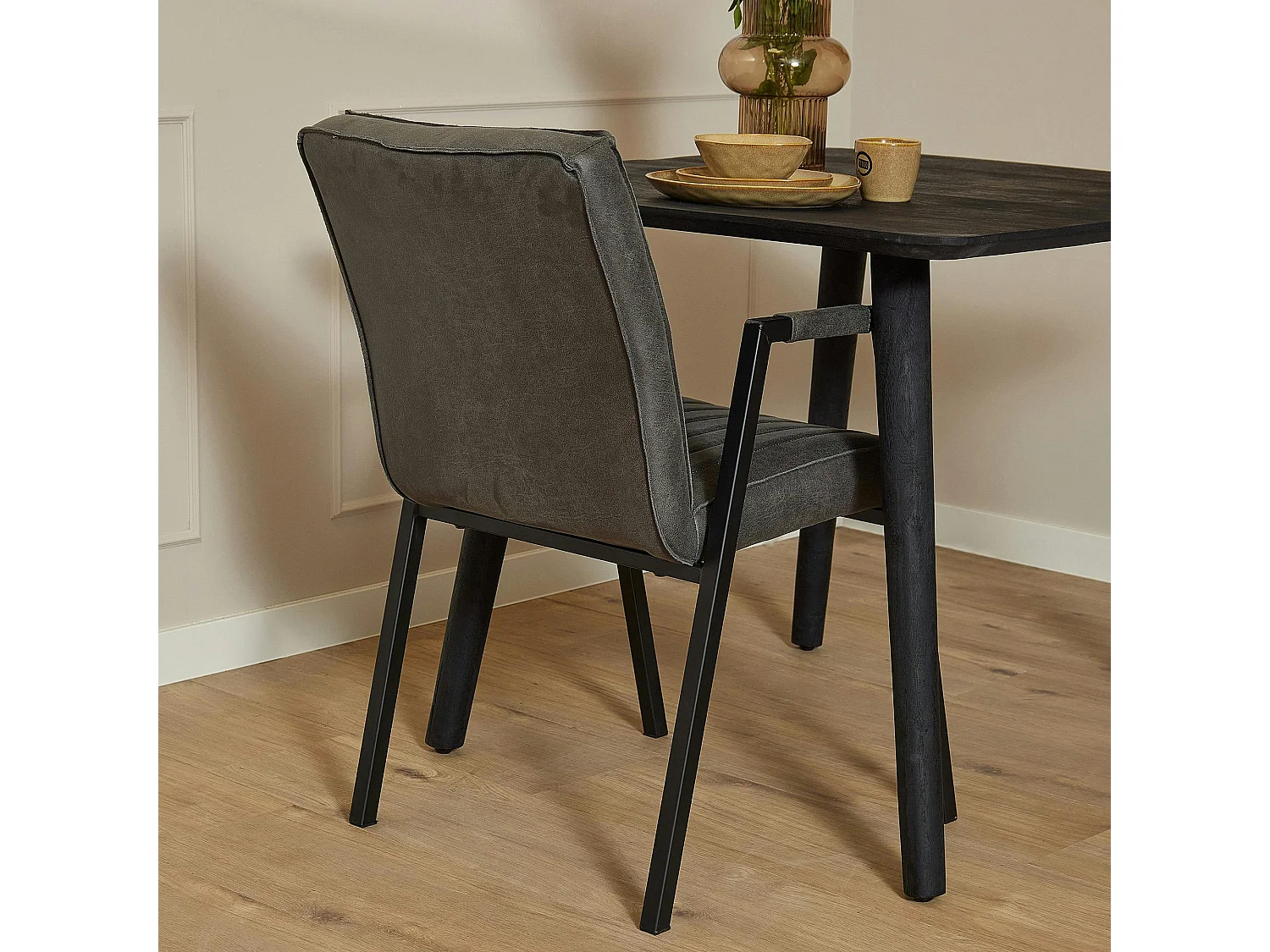 Fauteuil de table anthracite à bandes (lot de 2) CORTINA