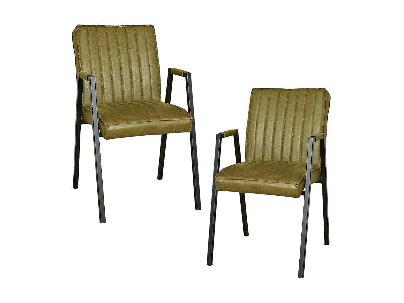 Fauteuil de table vert à bandes (lot de 2) CORTINA