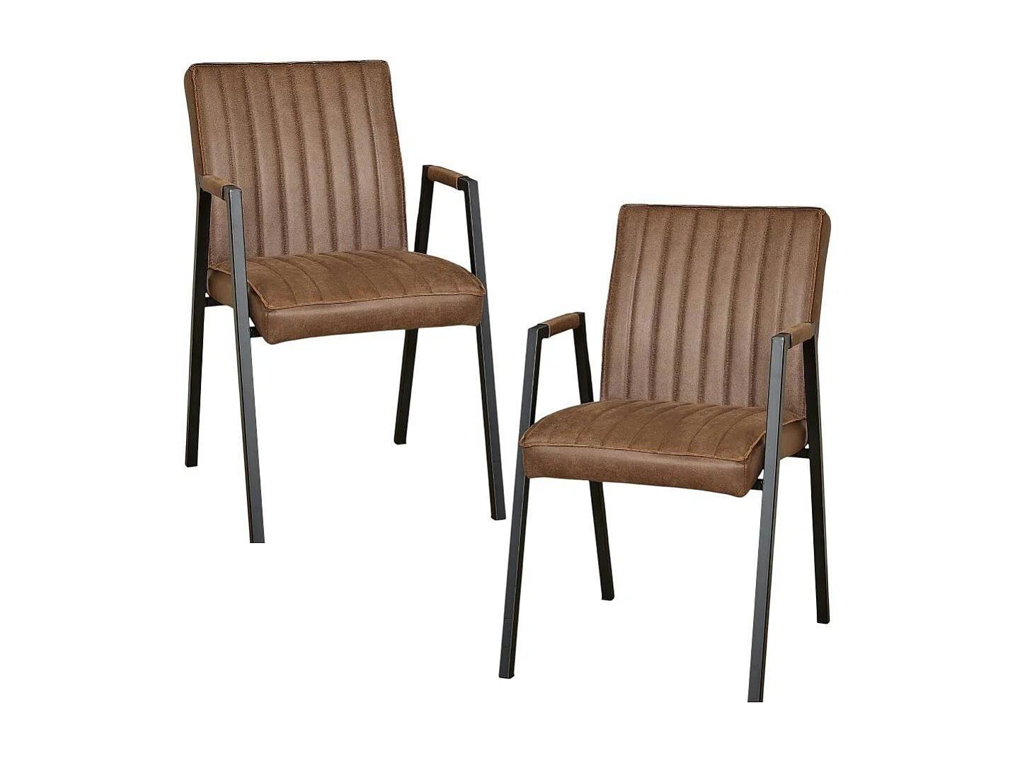 Fauteuil de table marron à bandes (lot de 2) CORTINA