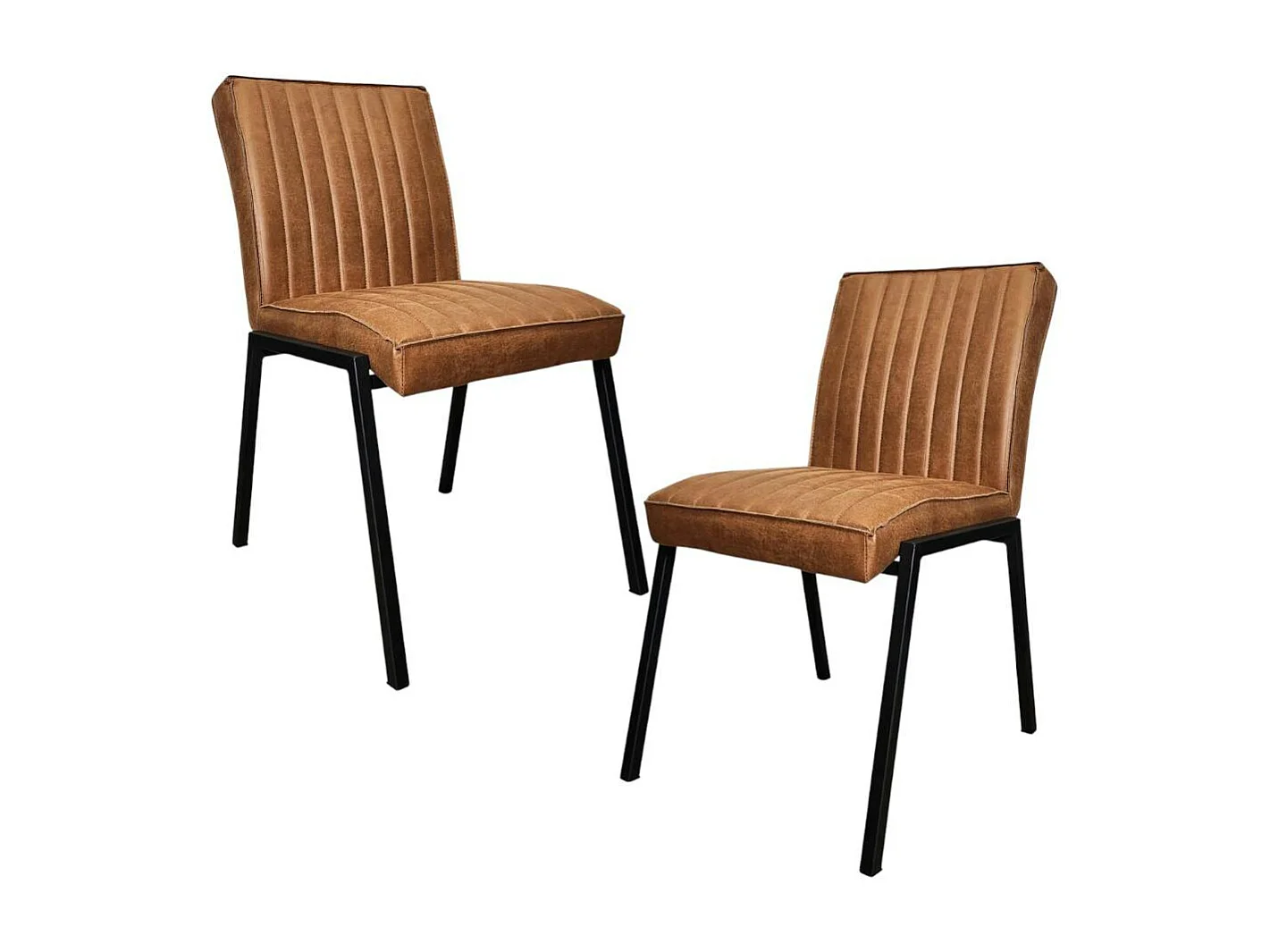 Chaise cognac rembourrée à bandes (lot de 2) CORTINA