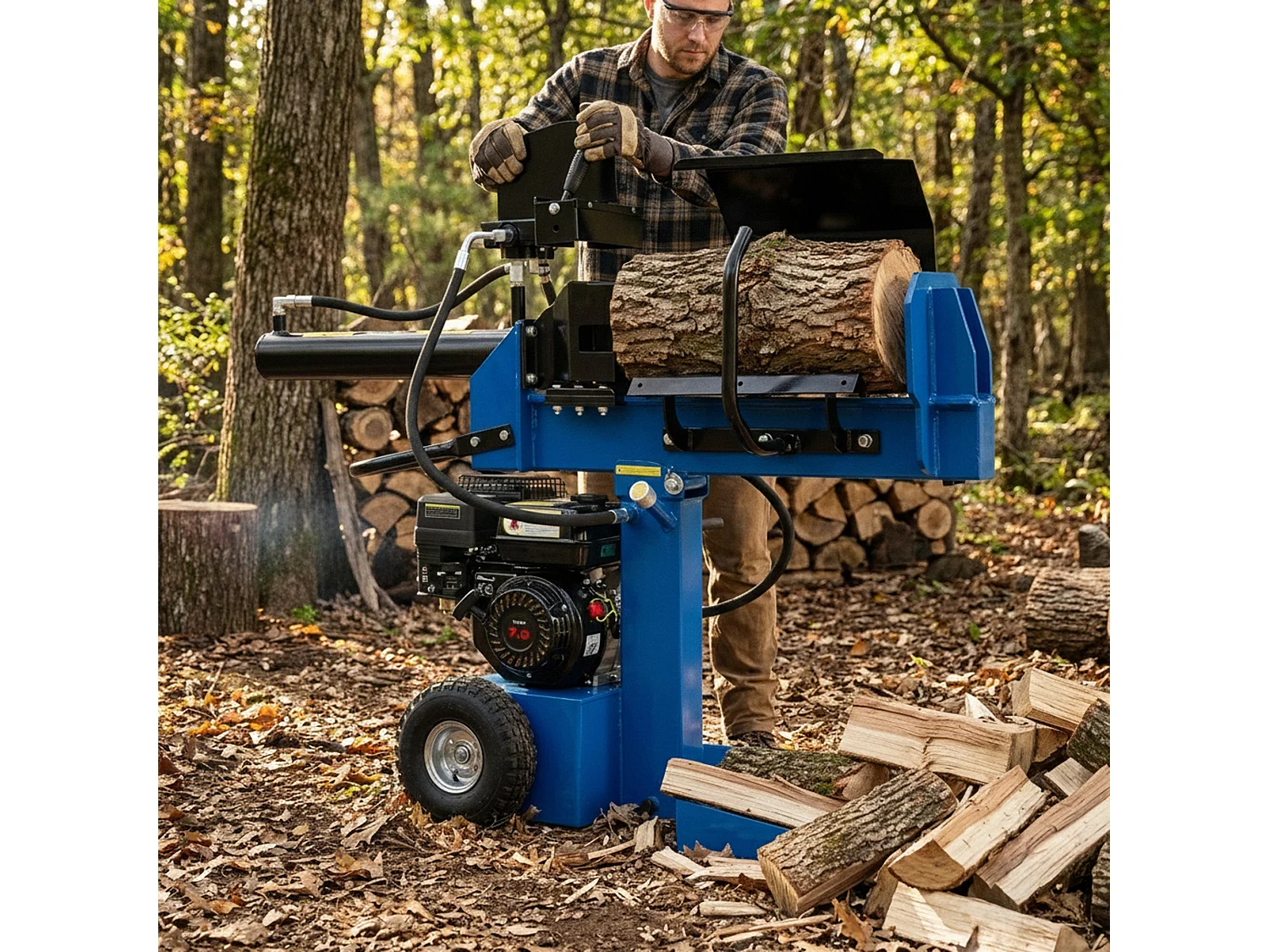 Spaccalegna 15 Ton Idraulico 7HP Benzina Orizzontale Verticale 520mm Legna