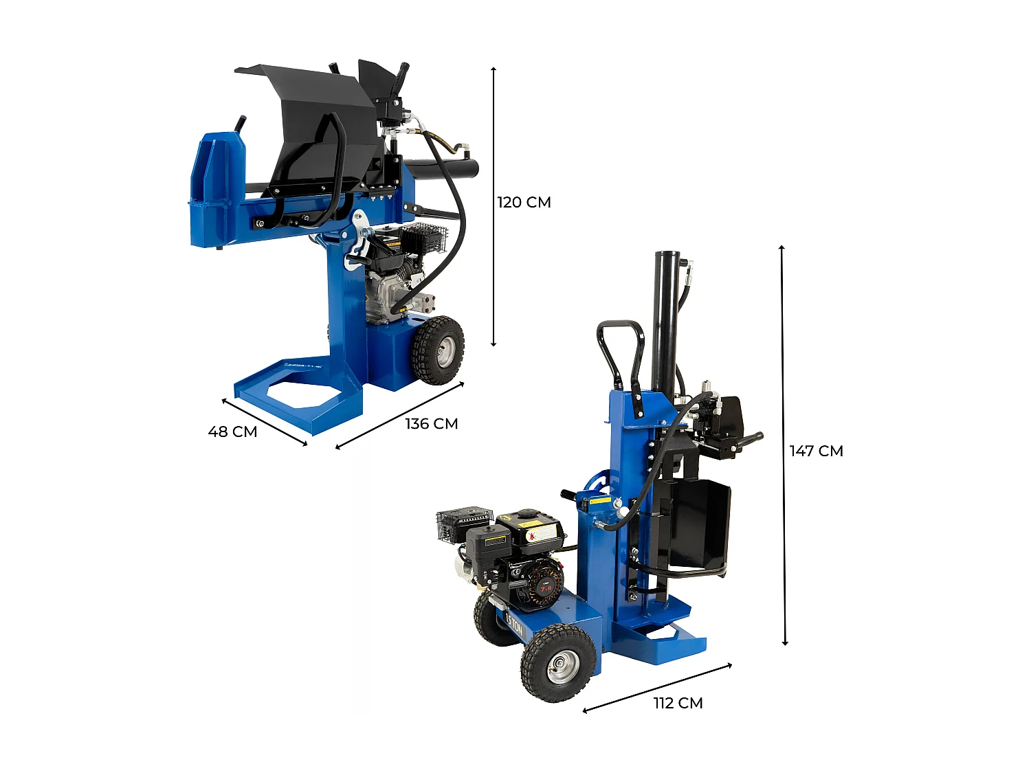 Spaccalegna 15 Ton Idraulico 7HP Benzina Orizzontale Verticale 520mm Legna