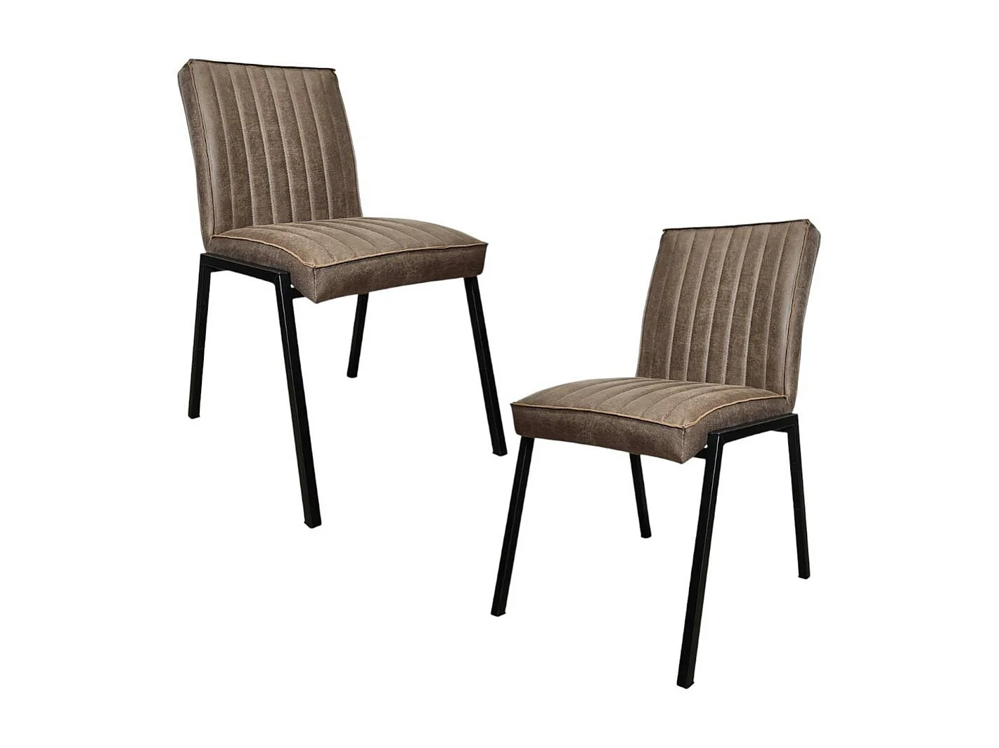 Chaise marron rembourrée à bandes (lot de 2) CORTINA