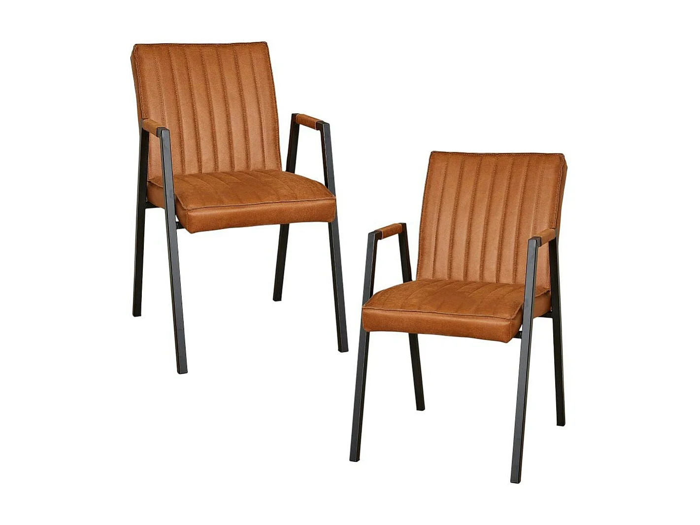 Fauteuil de table cognac à bandes (lot de 2) CORTINA