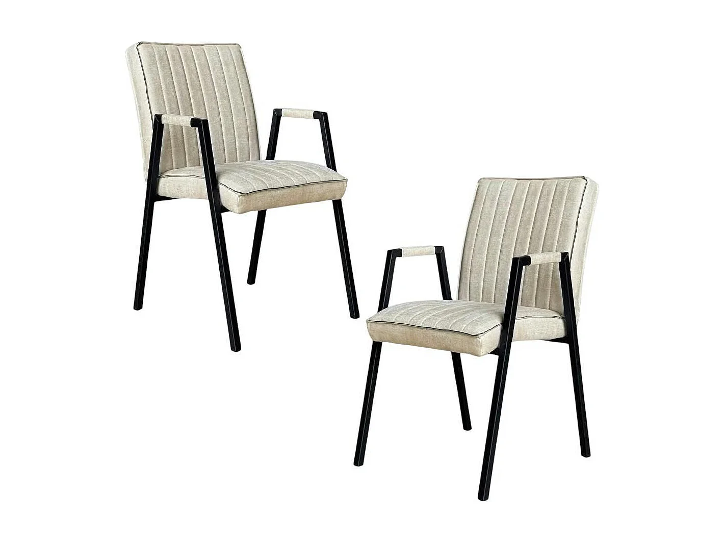 Fauteuil de table beige à bandes (lot de 2) CORTINA