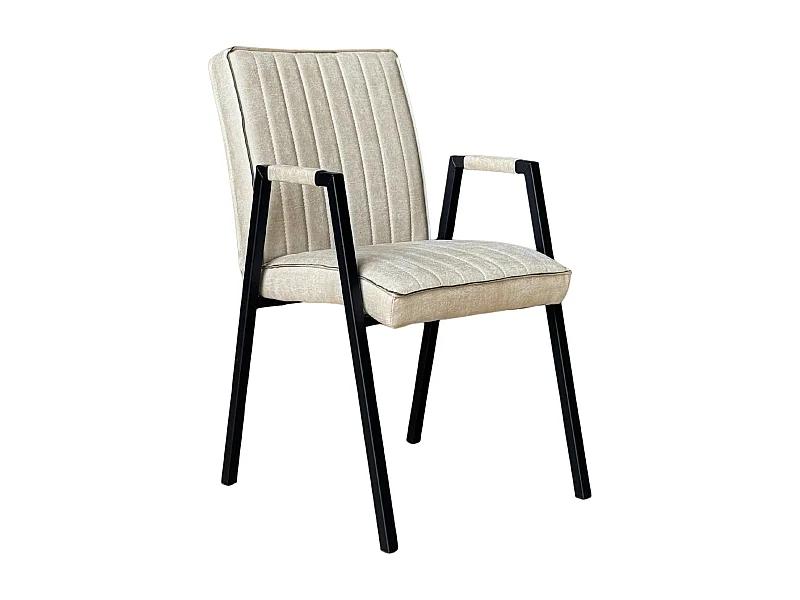 Fauteuil de table beige à bandes (lot de 2) CORTINA