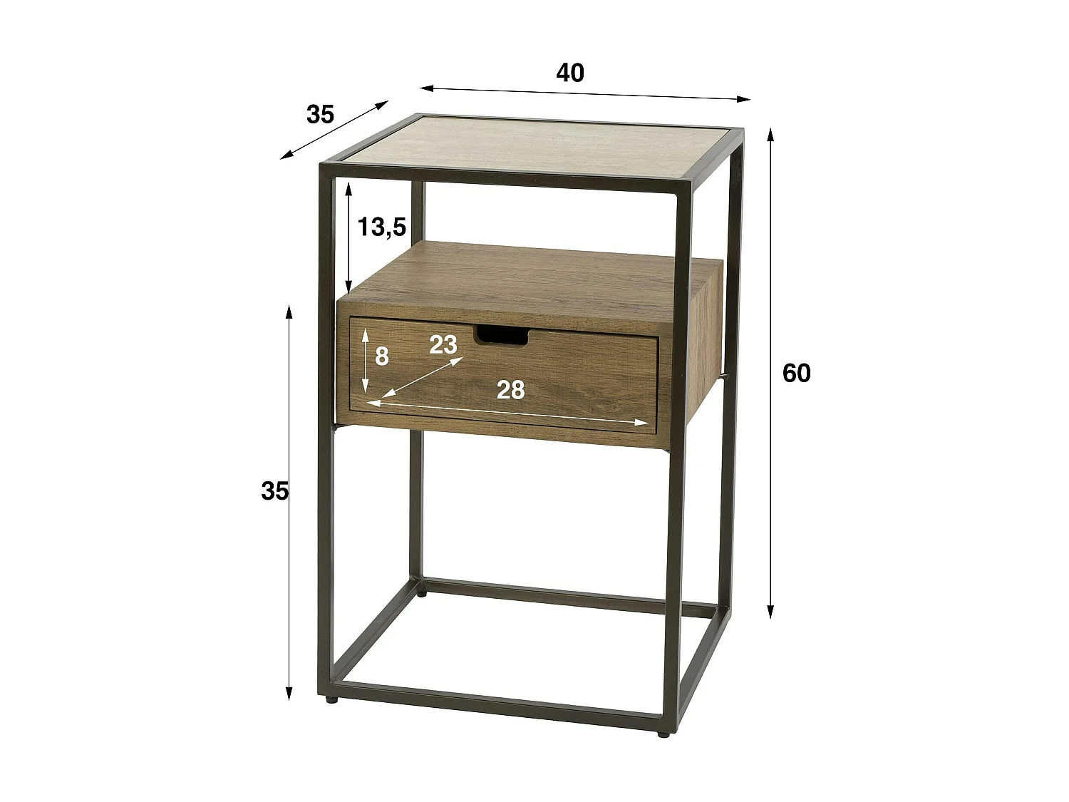 Table de chevet moderne effet travertin 1 tiroir ASCOLI