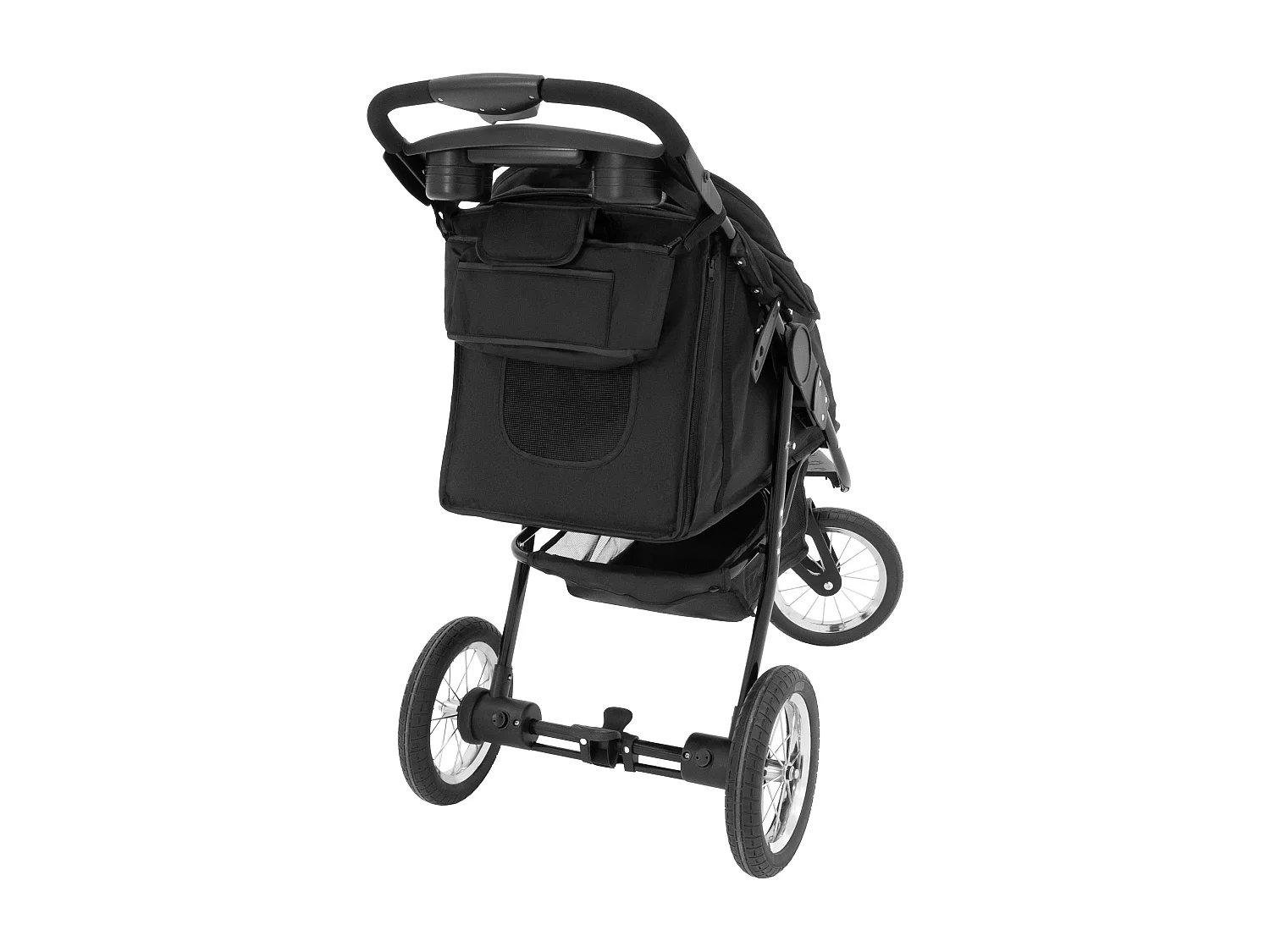 Faltbarer 3 Rad Buggy Schwarz - Jogger für Haustiere, Hund, Katze, Tragetasche