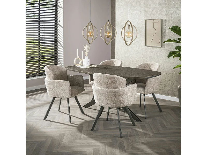 Table à manger vintage à bords ronds 180 cm RALF