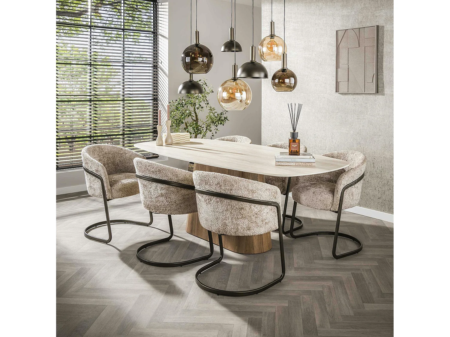 Table à manger céramique effet travertin 215 cm ASCOLI