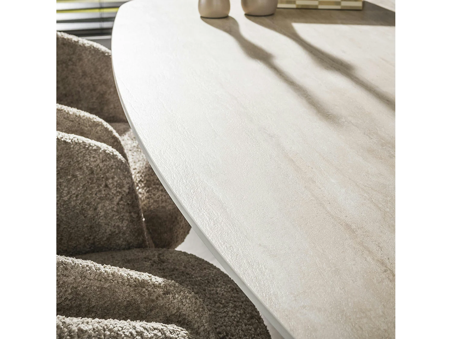 Table à manger céramique effet travertin 215 cm ASCOLI