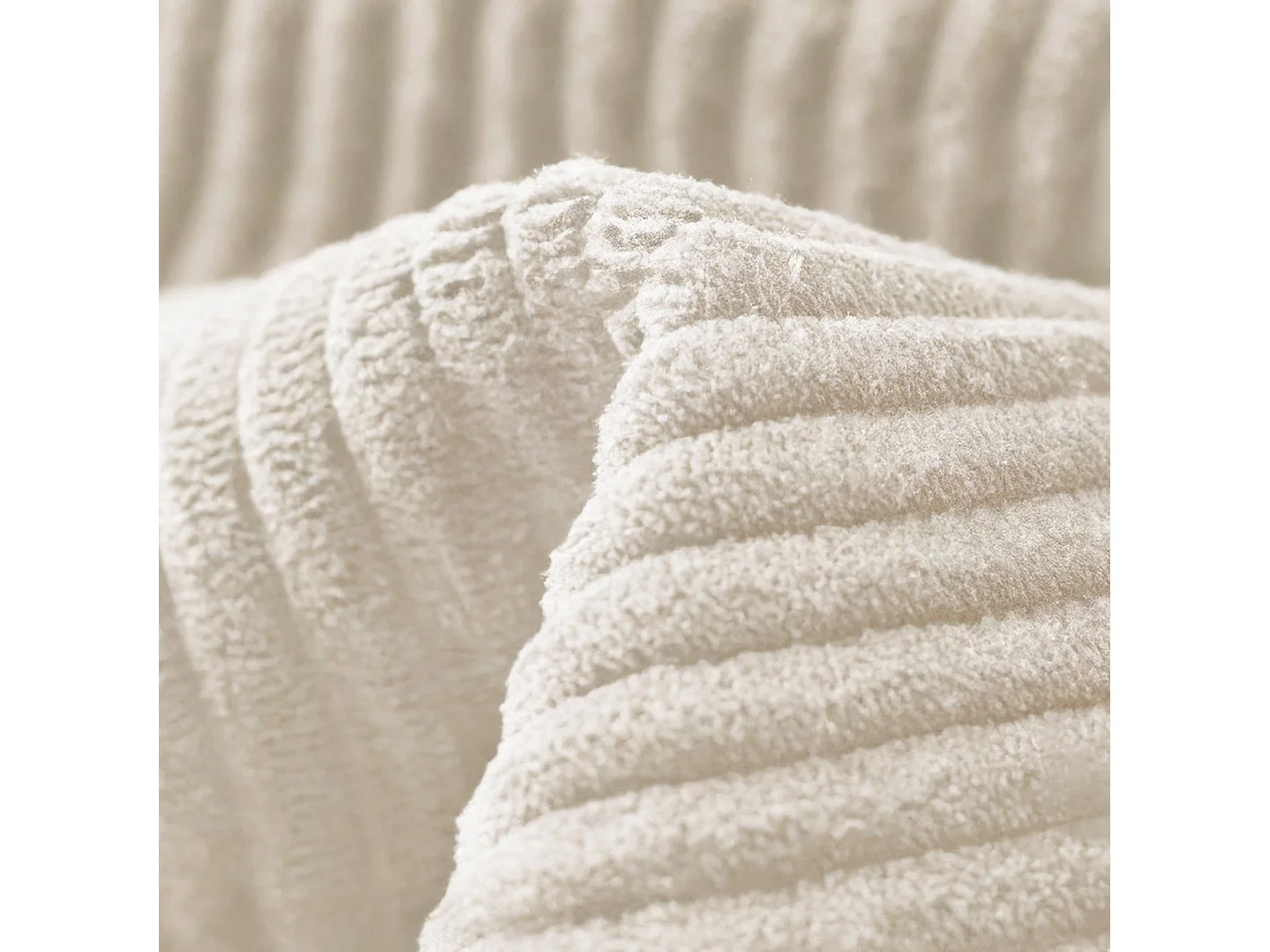 Canapé convertible 3 places velours côtelé crème 180cm LUXO