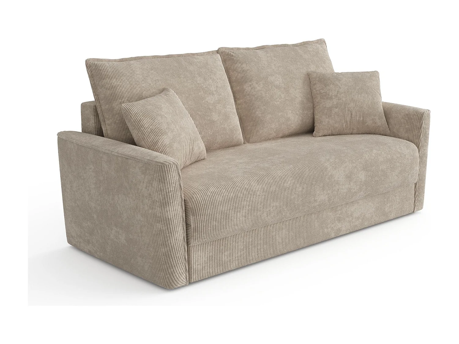 Canapé convertible 3 places velours côtelé taupe 180cm LUXO