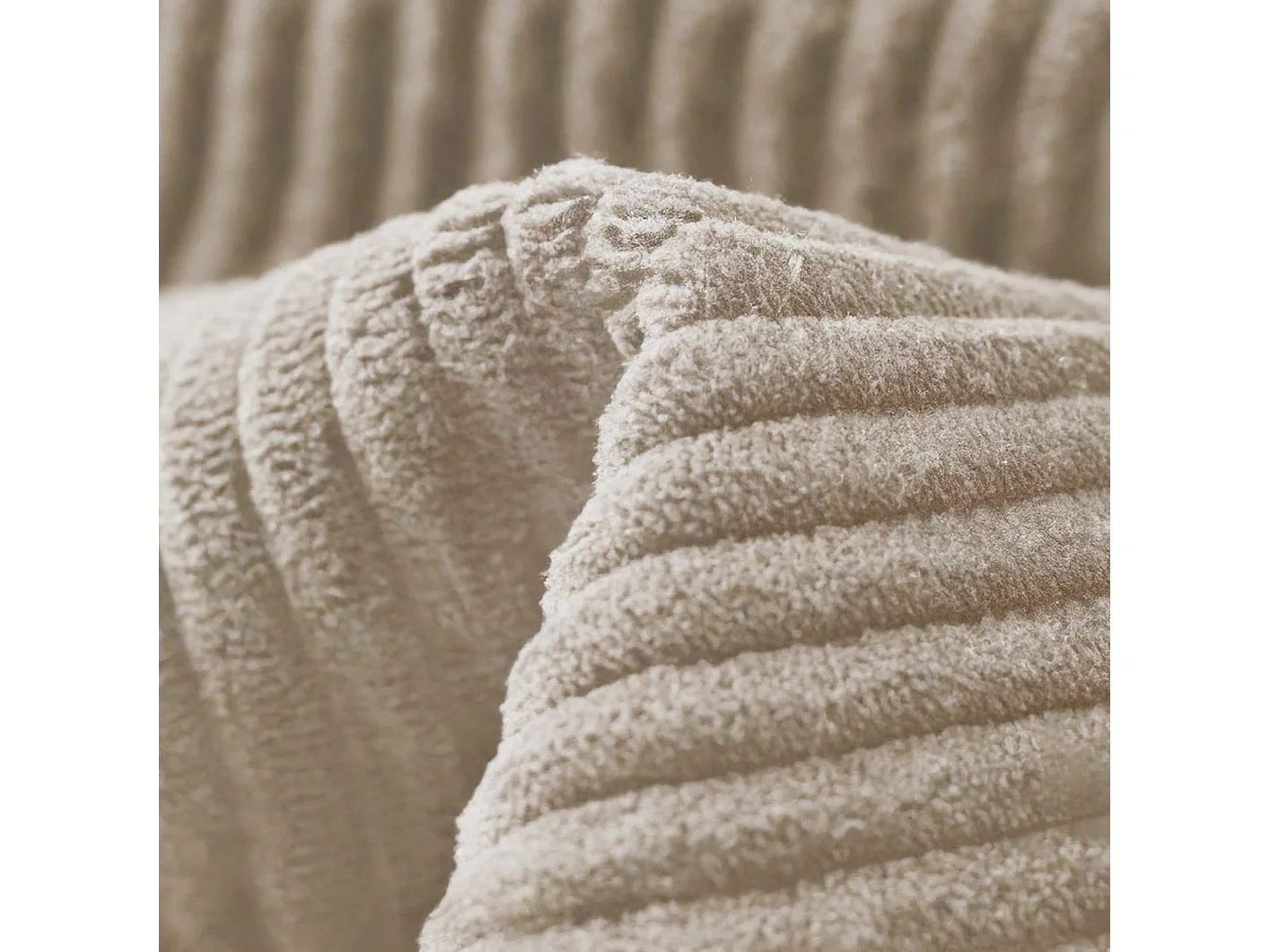 Canapé convertible 3 places velours côtelé taupe 180cm LUXO