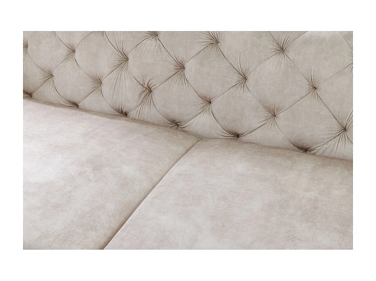 Canapé droit VELENA champagne – Canapé baroque en velours avec pieds métal noirs