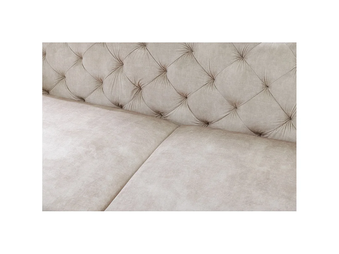 Sofa recht VELENA champagne - Barokke fluwelen sofa met zwarte metalen poten