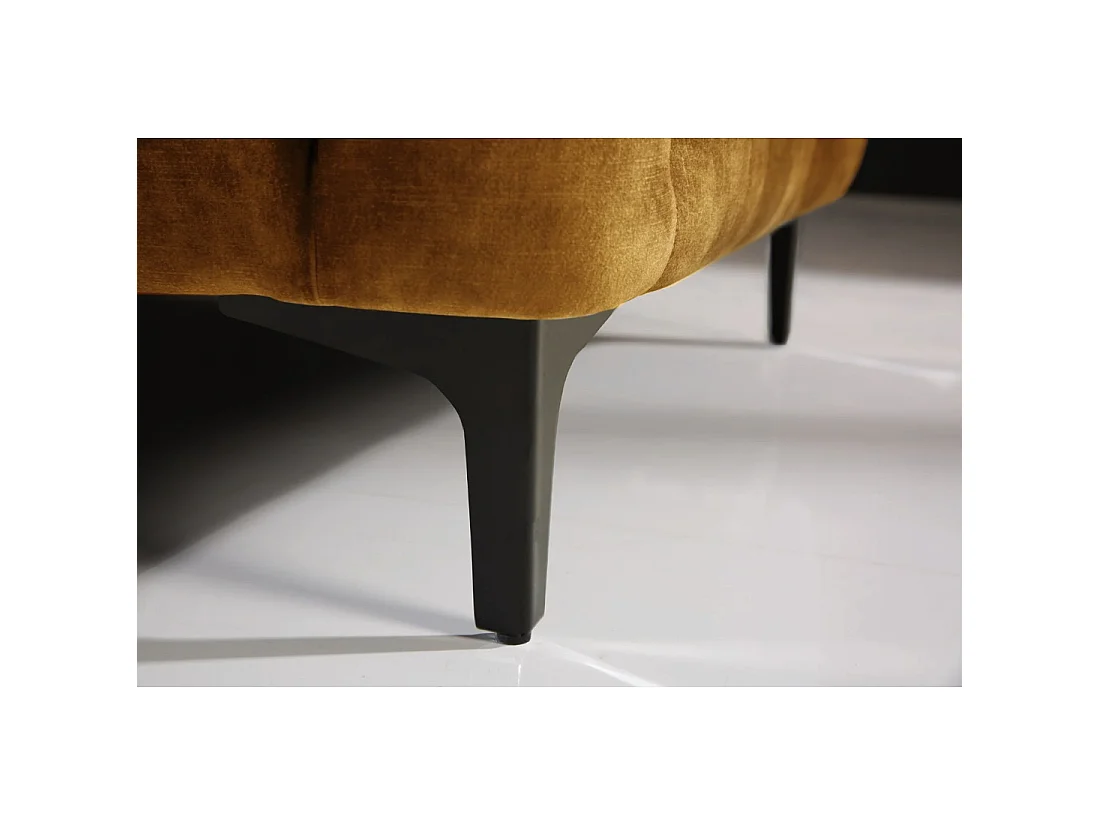 Sofa recht VELENA mosterdgeel - Barokke fluwelen sofa met zwarte metalen poten