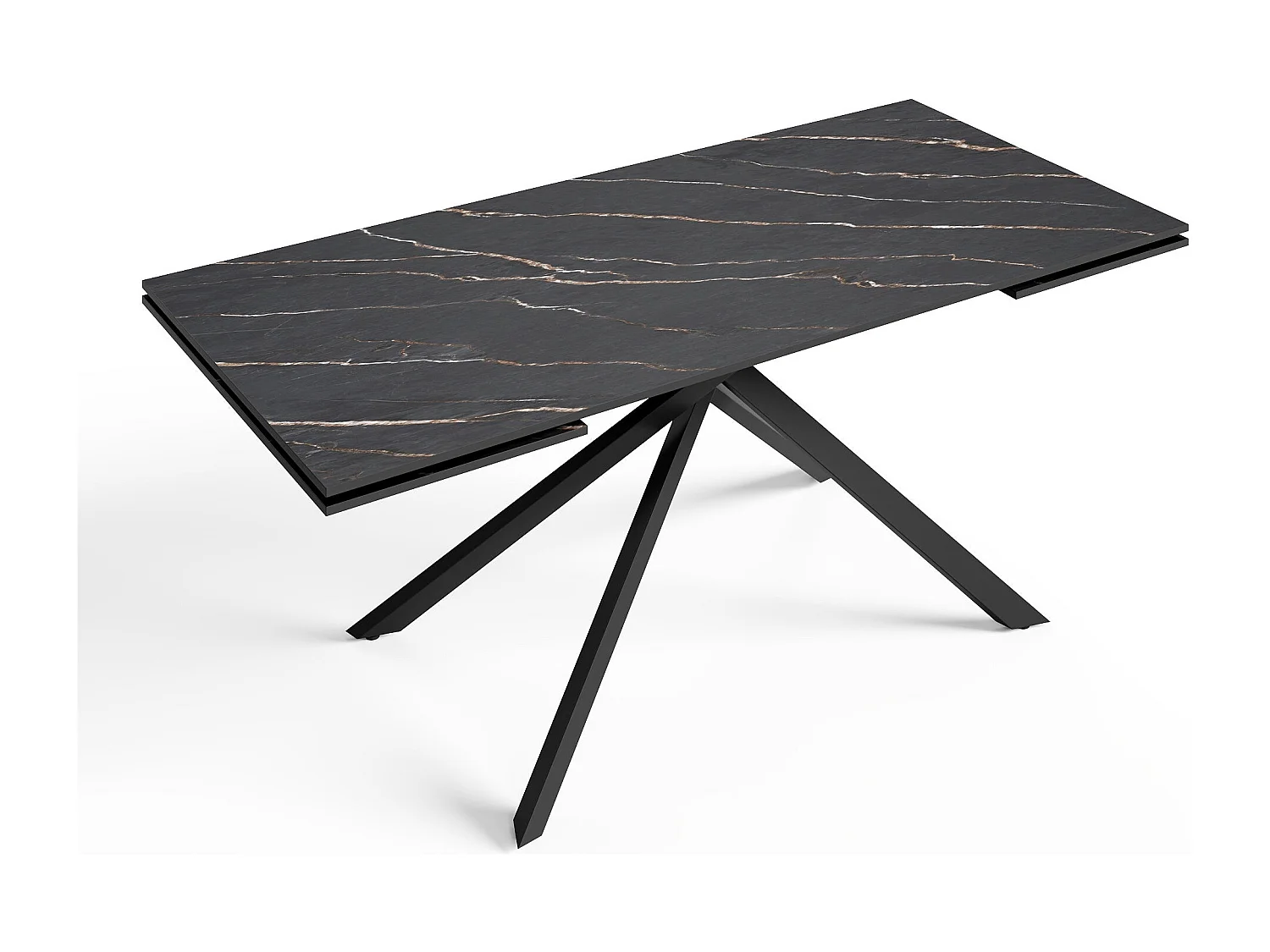 Table extensible 8-10 personnes céramique effet marbre noir 180cm GINKO