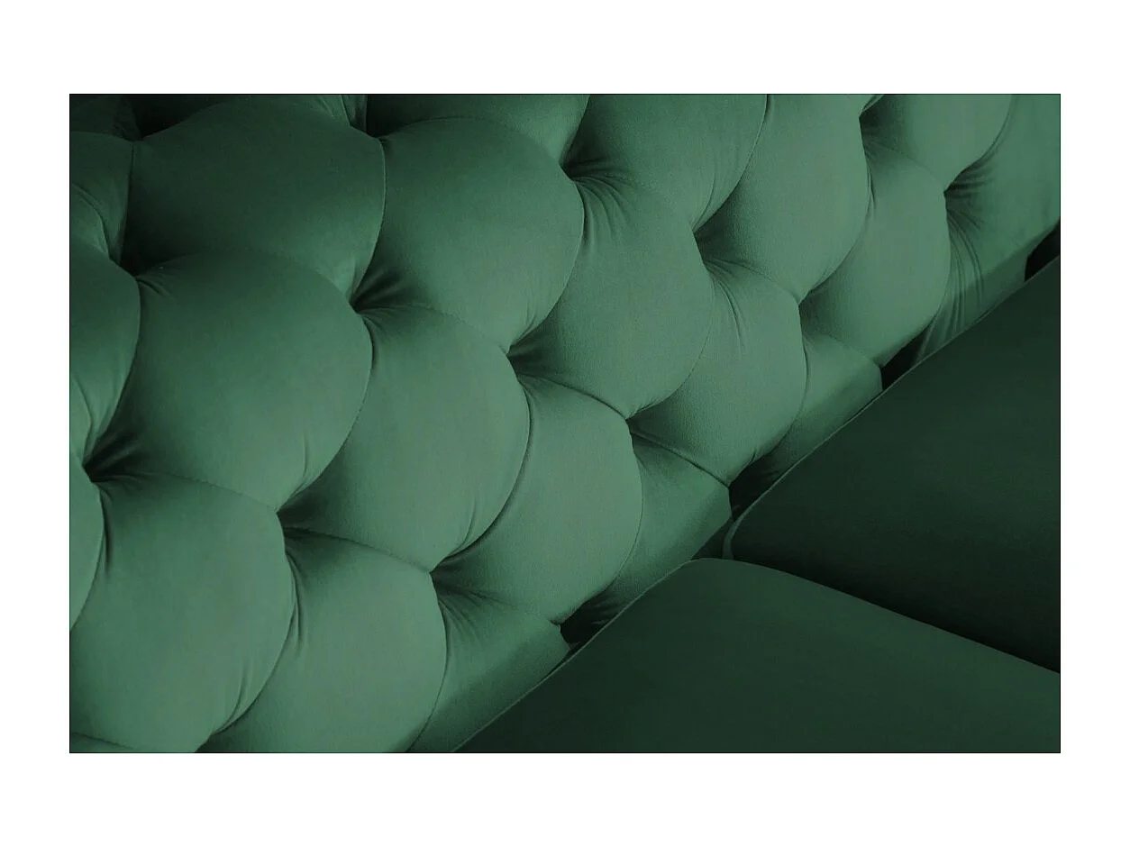 Canapé droit VELENA vert émeraude – Canapé baroque en velours avec pieds métal dorés