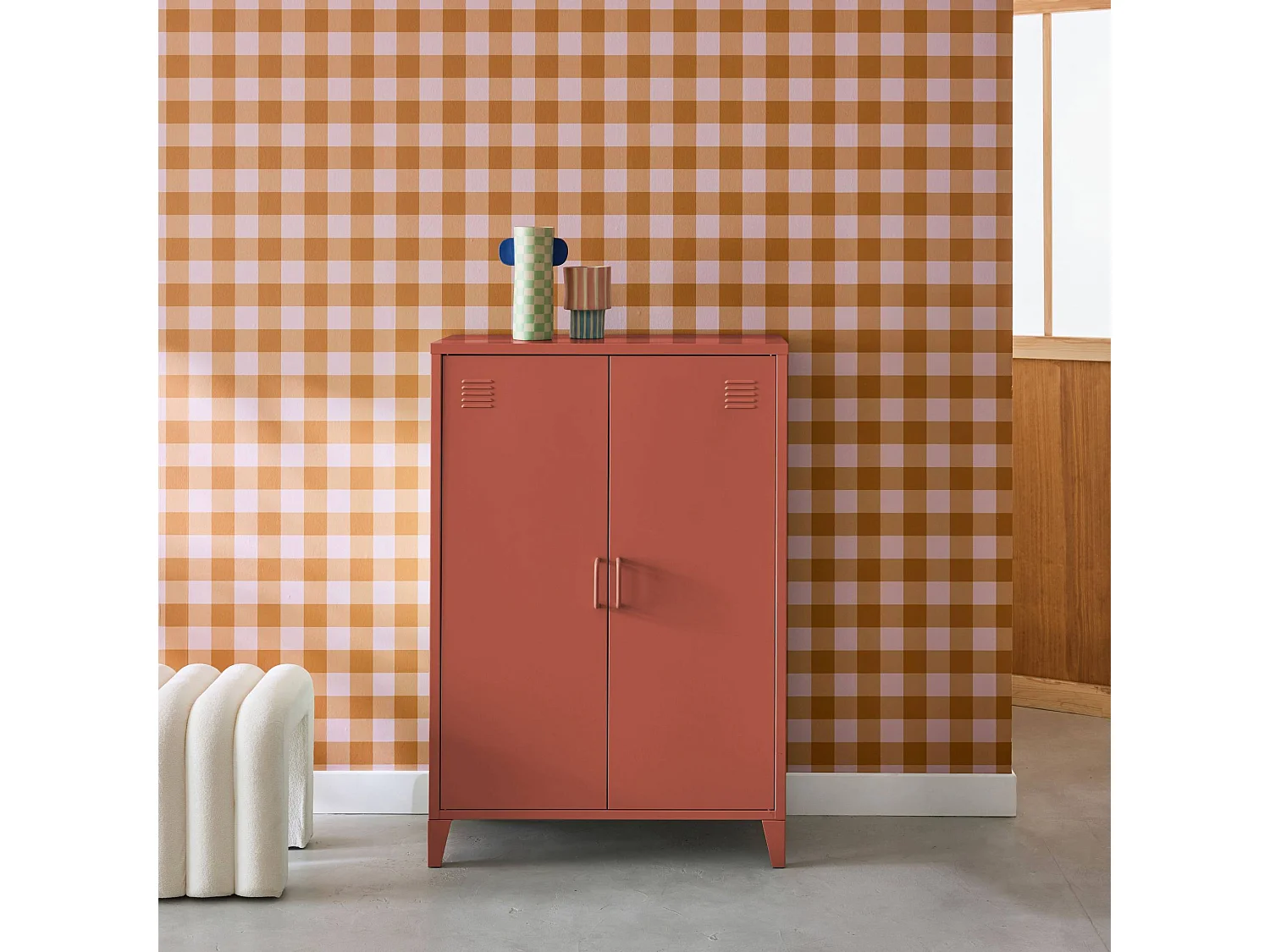 Cassettiera/armadio industriale metallo 2 ante, terracotta