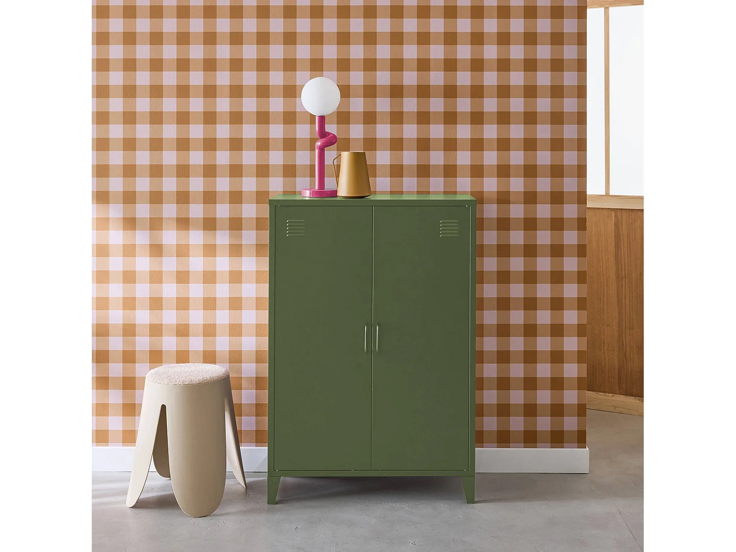 Cassettiera/armadio industriale metallo 2 ante, verde kaki