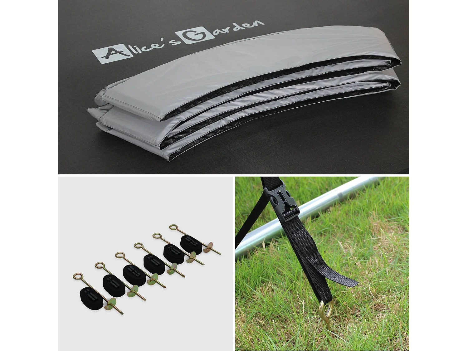 Trampoline 490cm gris avec filet de protection. échelle. bâche. filet pour chaussures. kit d'ancrage - Jupiter XXL - Trampoline de jardin 490 cm 4m|Qualité