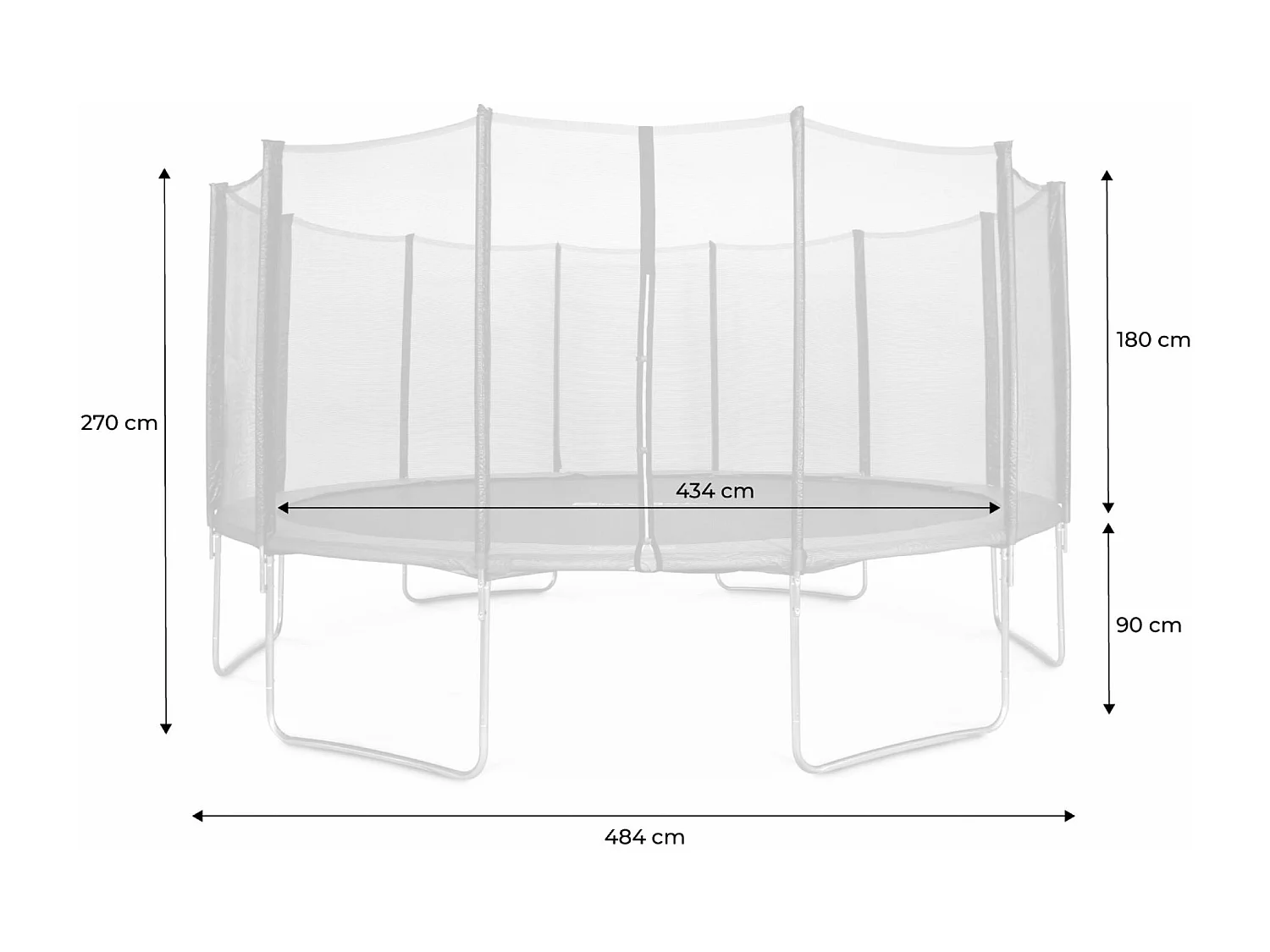 Trampoline 490cm gris avec filet de protection. échelle. bâche. filet pour chaussures. kit d'ancrage - Jupiter XXL - Trampoline de jardin 490 cm 4m|Qualité