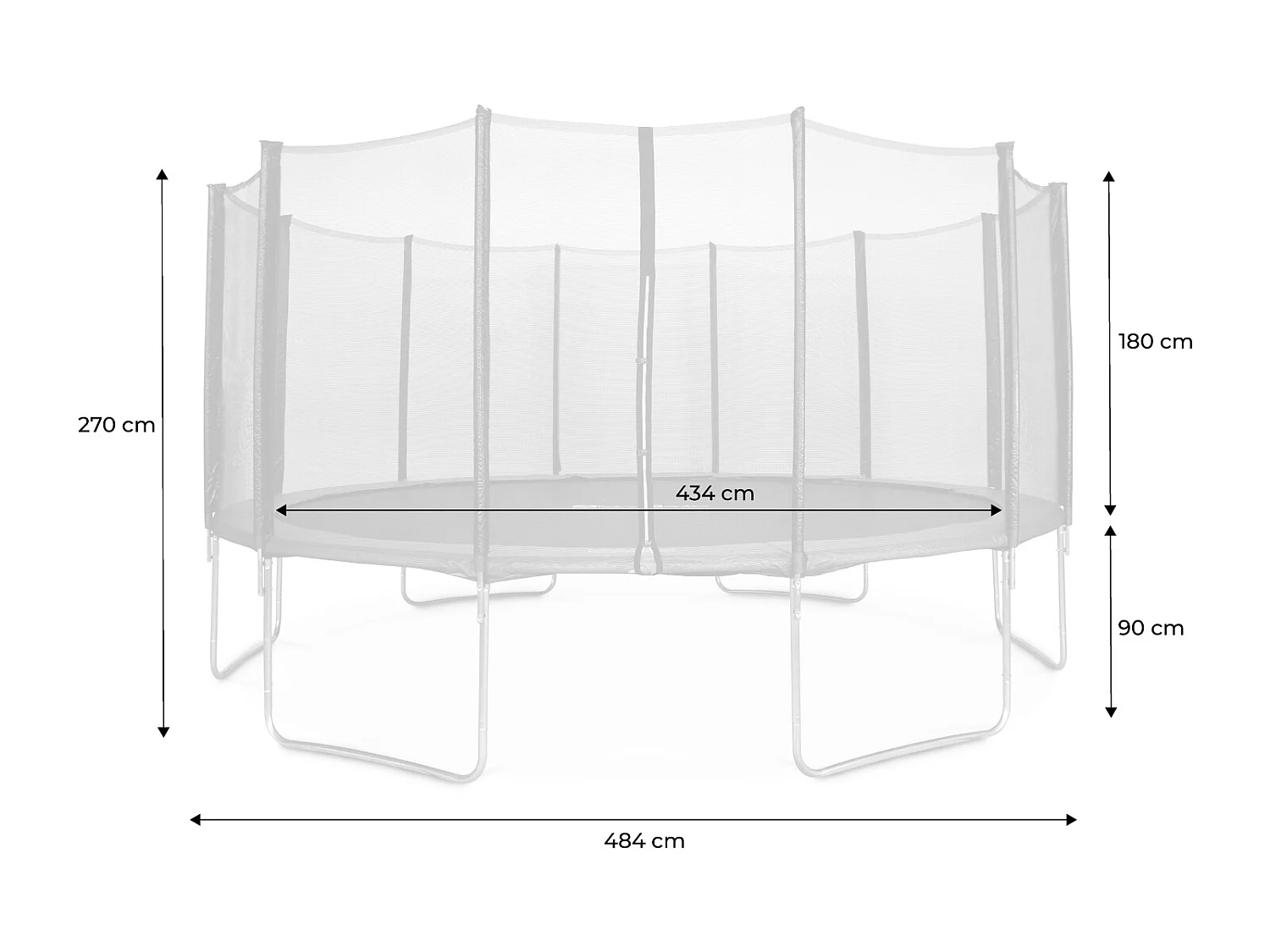 Trampoline 490cm gris avec filet de protection. échelle. bâche. filet pour chaussures. kit d'ancrage - Jupiter XXL - Trampoline de jardin 490 cm 4m|Qualité