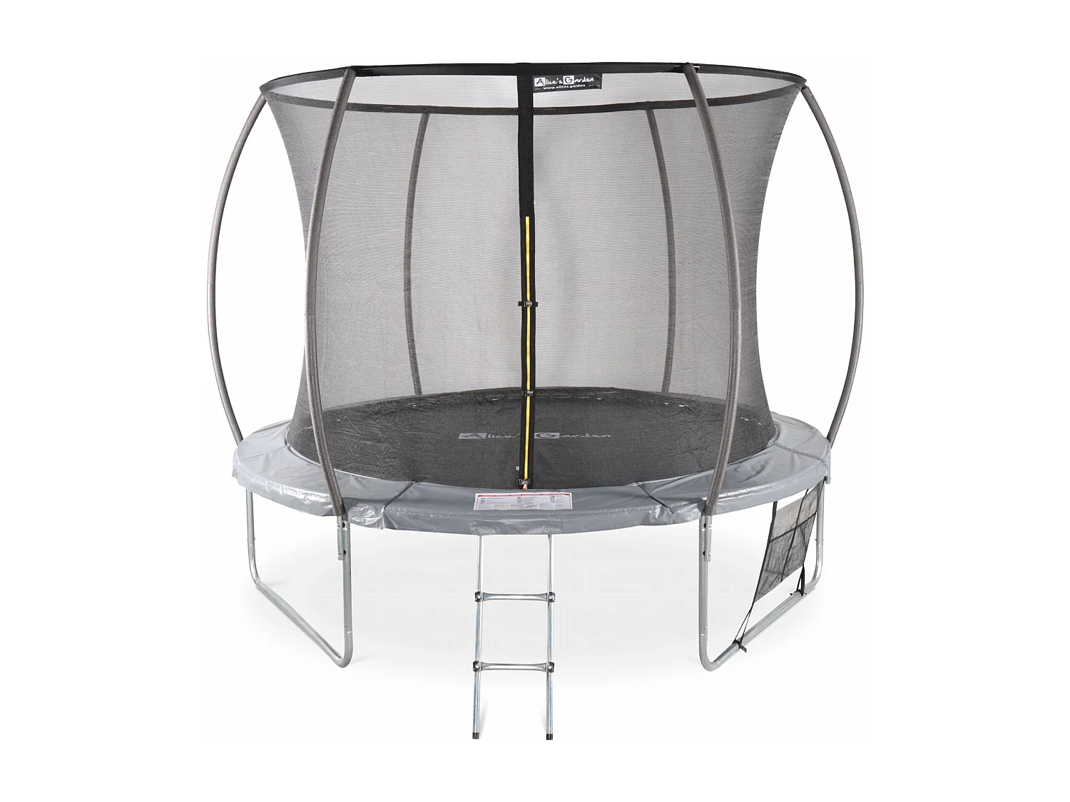 Trampoline Ø 305cm - Mars Inner XXL- trampoline de jardin gris avec filet de protection intérieur. échelle. bâche. filet pour chaussures et kit d'ancrage 3.05m