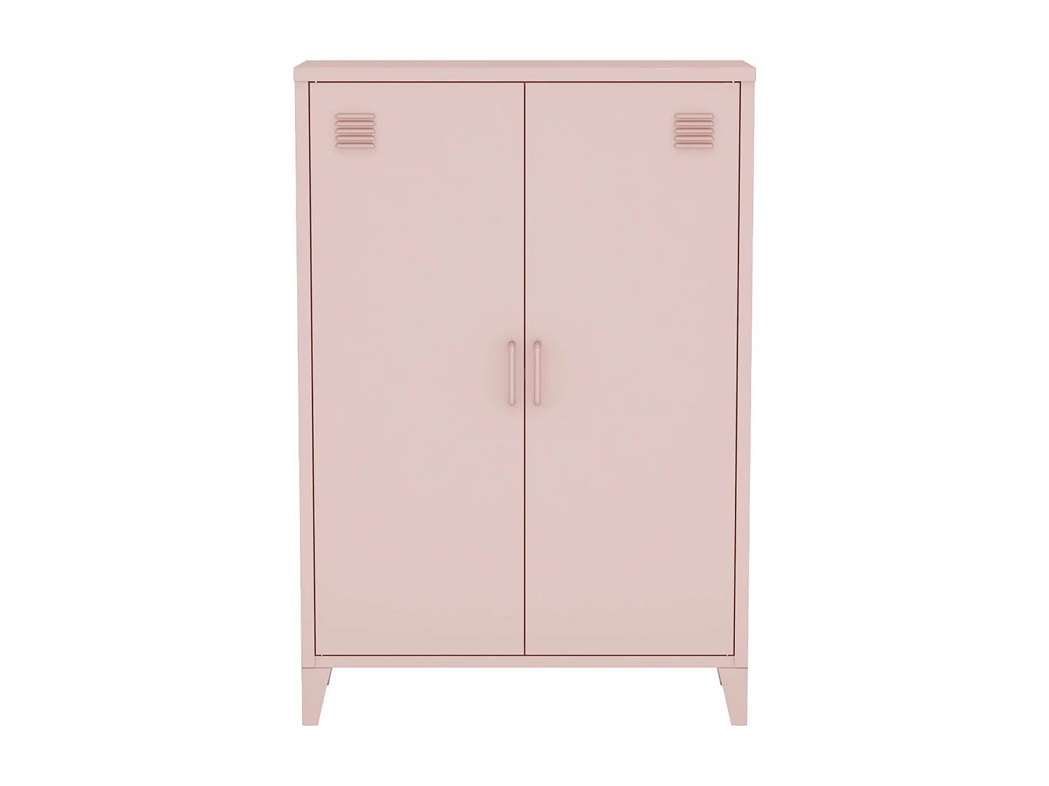 Commode/armoire en métal rose. 2 espaces de rangement. casiers