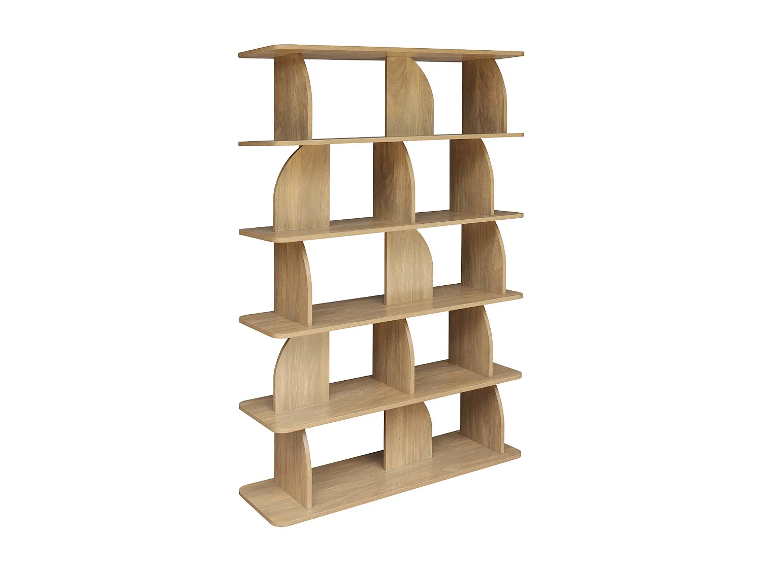 Estantería, biblioteca con decoración estilo madera, 5 niveles efecto