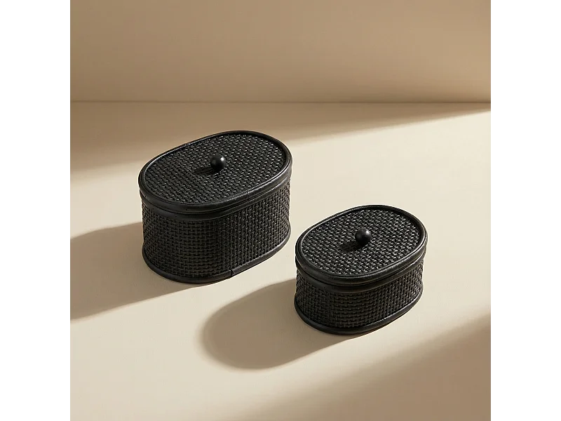 Boites en rotin ovales Mila - Noir