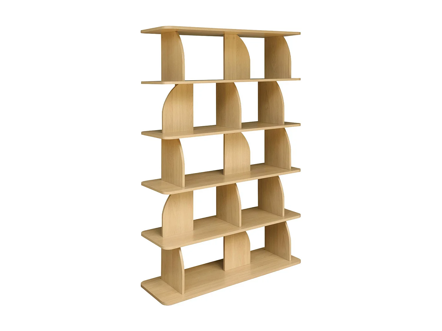 Libreria esotica in legno a 5 livelli, quercia
