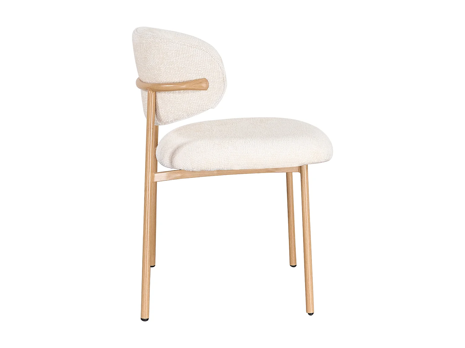 Lot de 2 chaises en tissu texturé et métal effet bois - Crème et Naturel - NAFISA