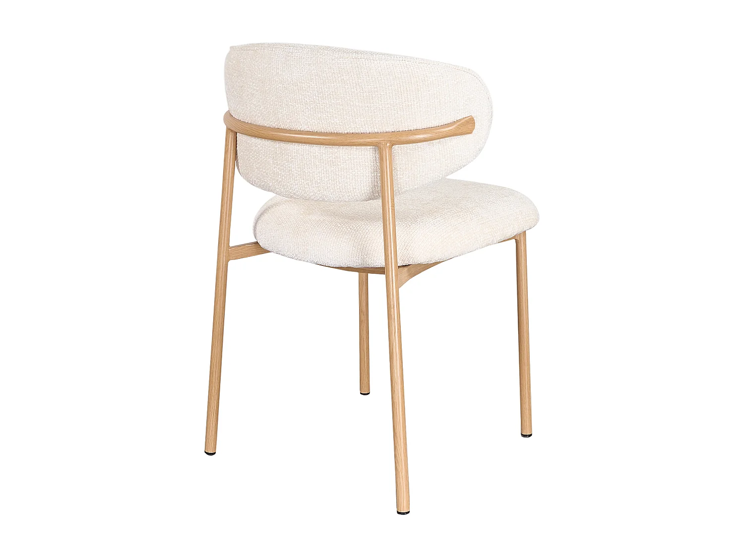 Lot de 2 chaises en tissu texturé et métal effet bois - Crème et Naturel - NAFISA