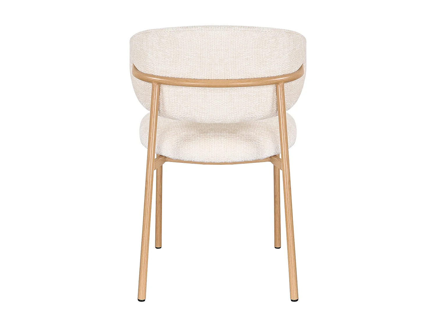 Lot de 2 chaises en tissu texturé et métal effet bois - Crème et Naturel - NAFISA