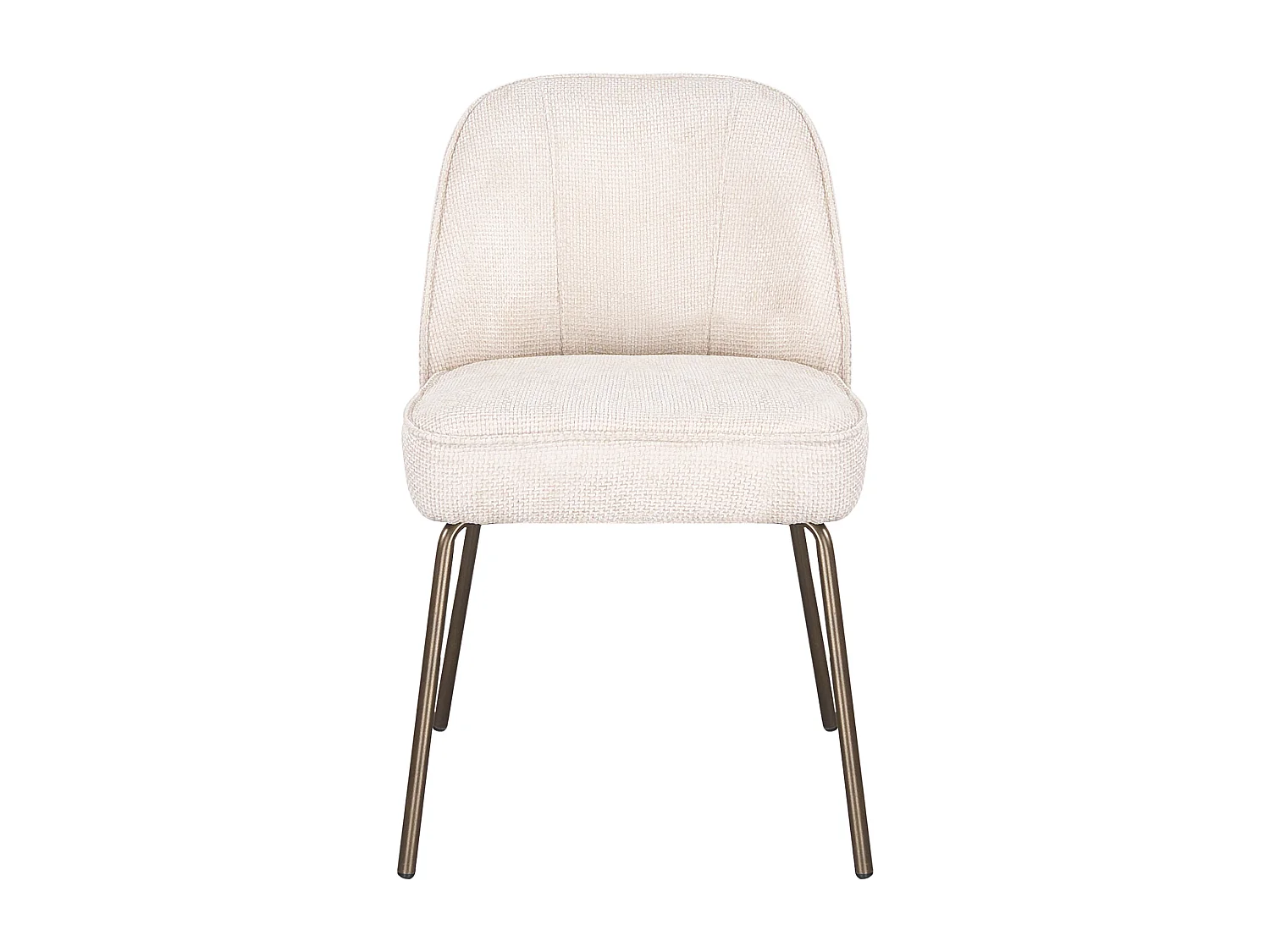 Lot de 2 chaises en tissu texturé et métal bronze - Crème - MIRUBA