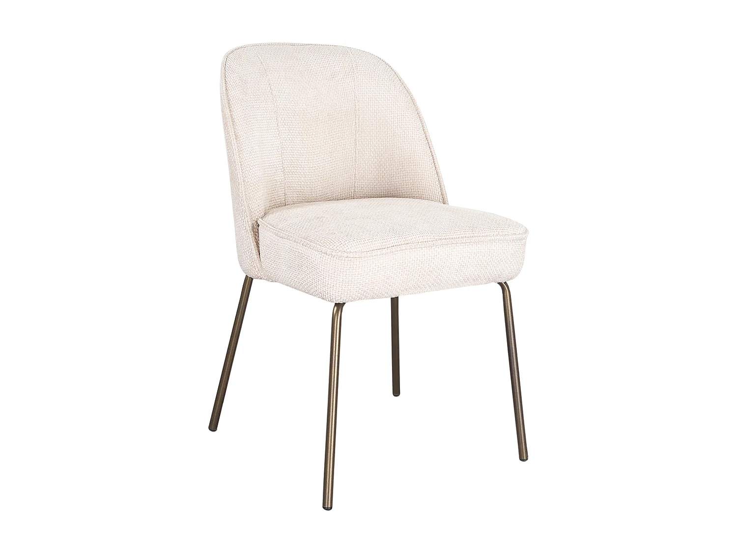 Lot de 2 chaises en tissu texturé et métal bronze - Crème - MIRUBA
