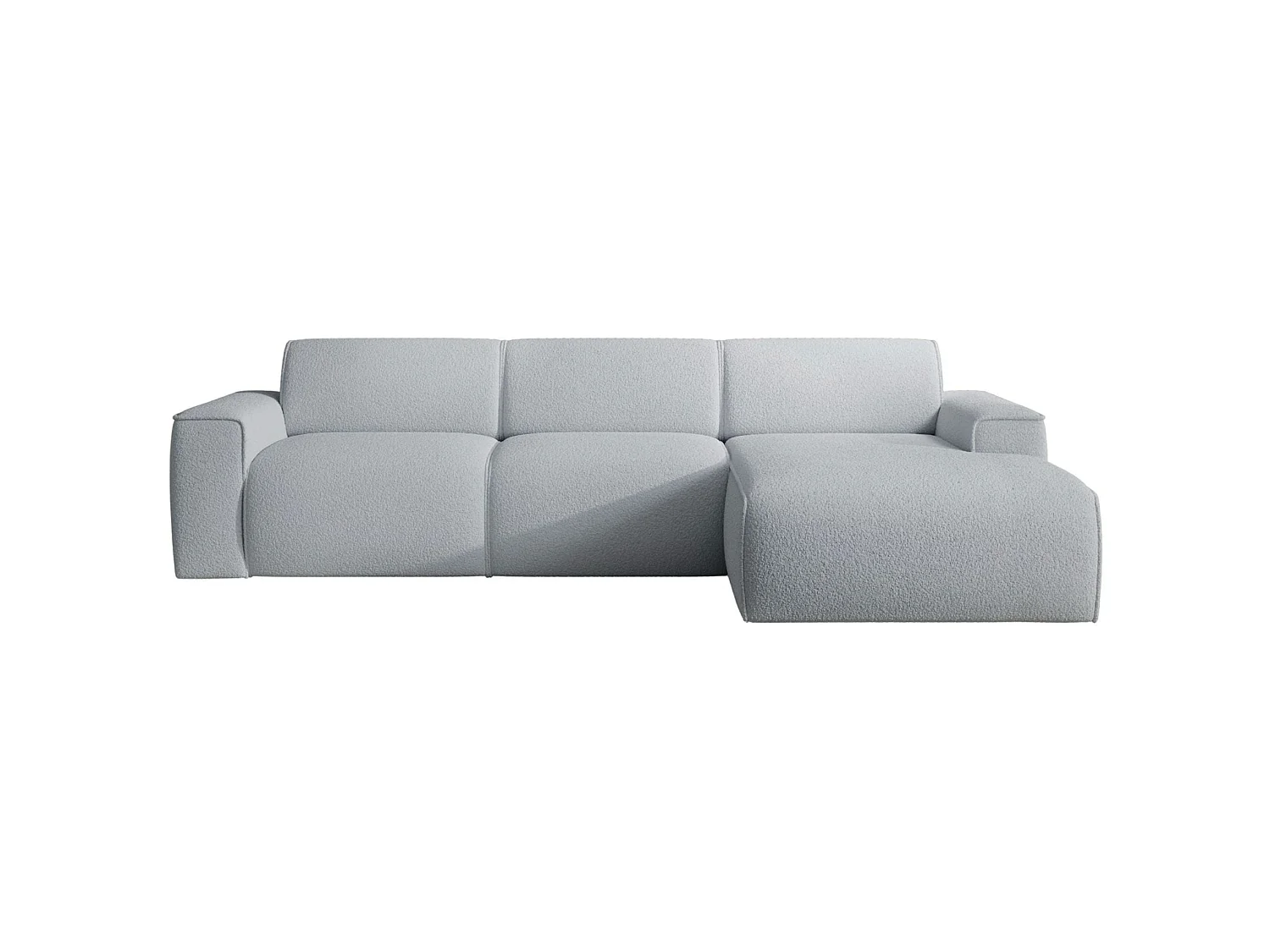 Hoekbank – ottomane rechts – lichtgrijs – bouclé – BOUVI