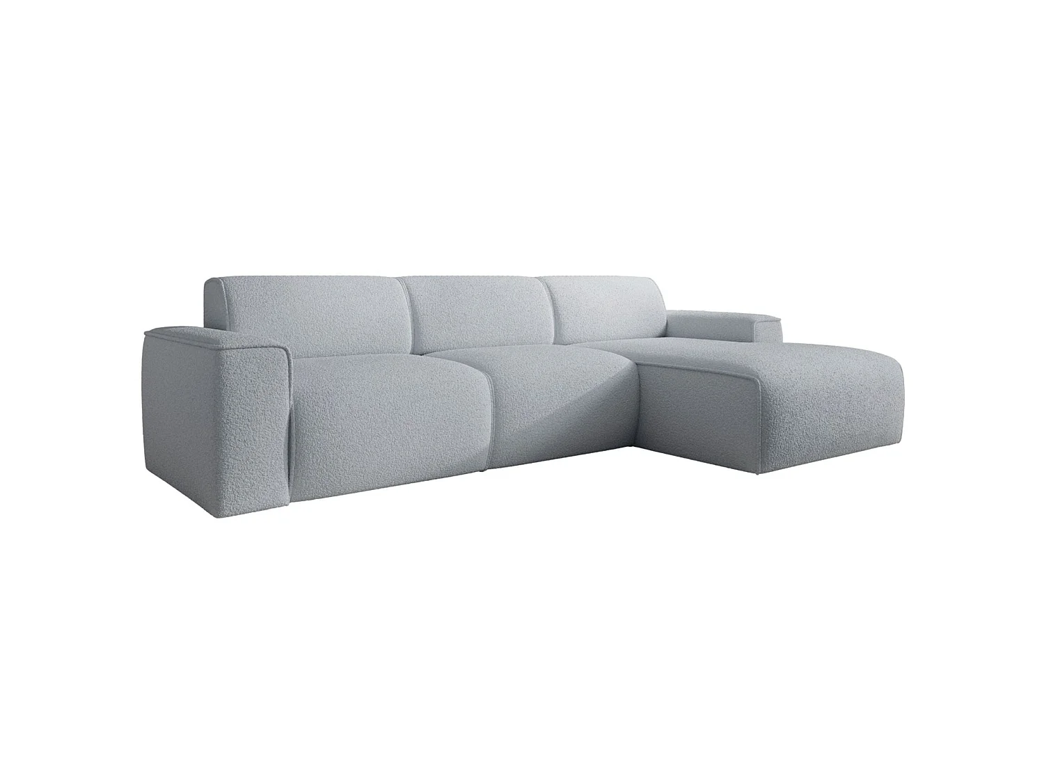 Hoekbank – ottomane rechts – lichtgrijs – bouclé – BOUVI