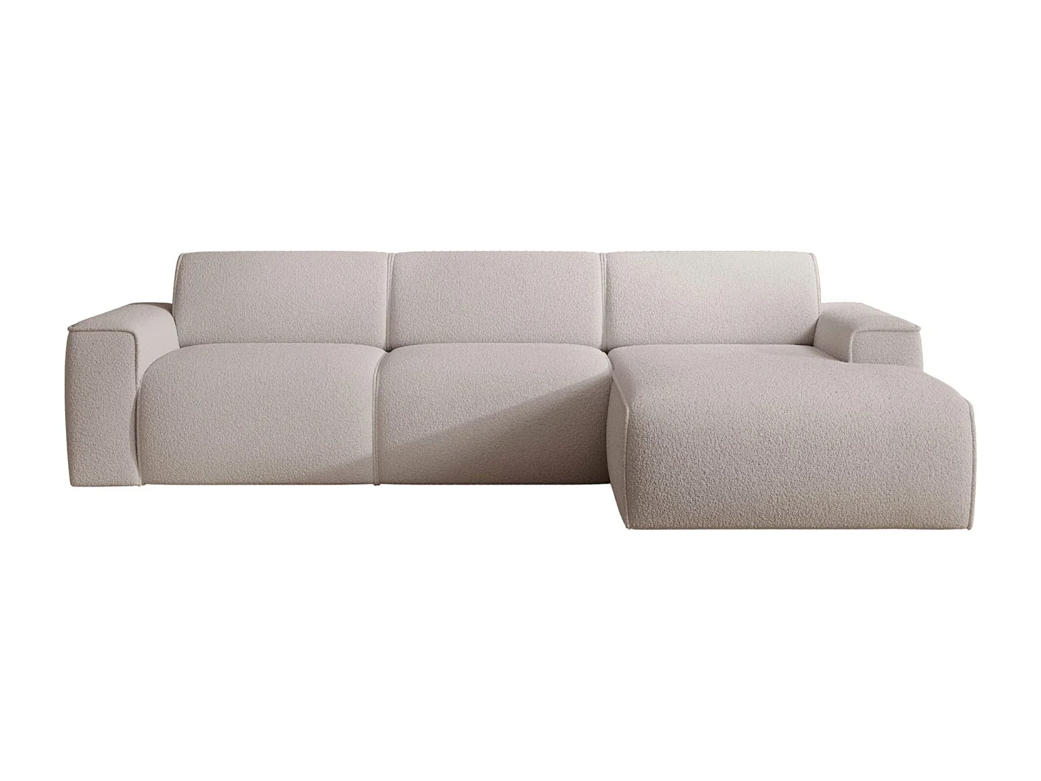 Hoekbank – ottomane rechts – lichtbeige – bouclé – BOUVI