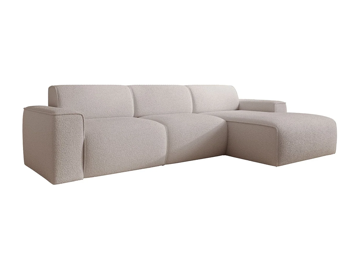 Hoekbank – ottomane rechts – lichtbeige – bouclé – BOUVI