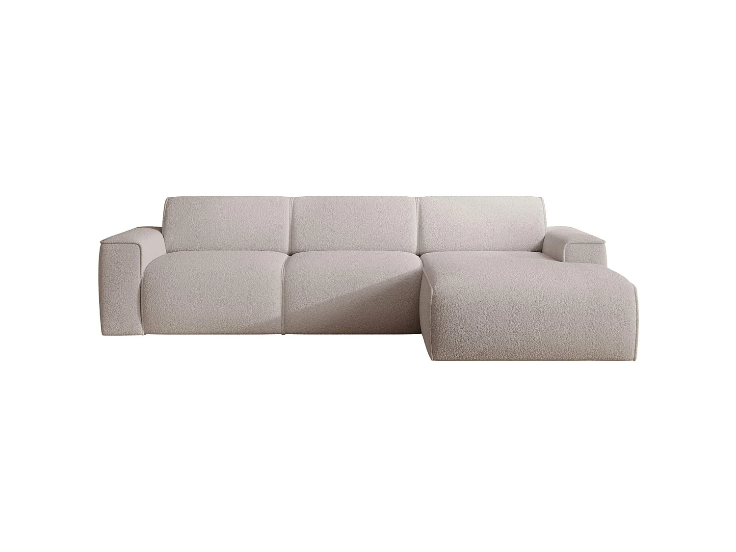 Ecksofa – Ottomane rechts – hellbeige – Bouclé – BOUVI