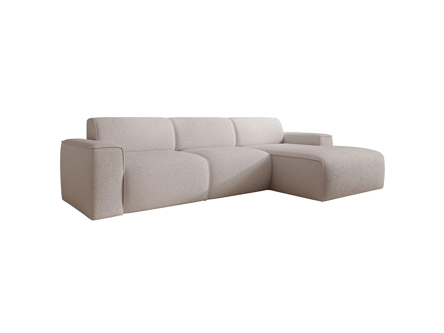 Ecksofa – Ottomane rechts – hellbeige – Bouclé – BOUVI
